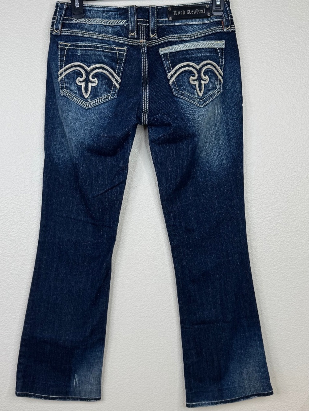 Rock Revival Alanis Jeans Women"s 30 Low Rise Bootcut Blue Stretch Y2K Western
